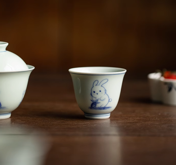 Thumbnail: Handpainted Qinghua Rabbit Teacup