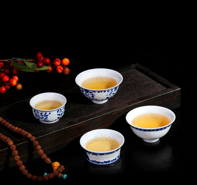 Thumbnail: Antique Blue Linglong Teacups