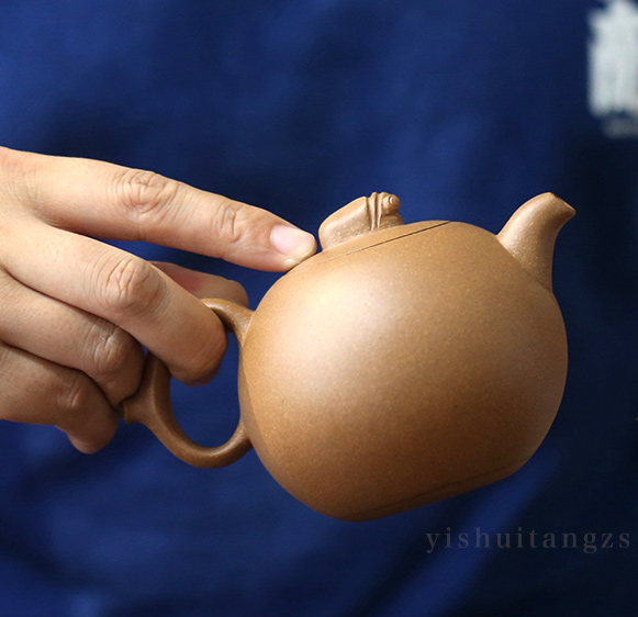Thumbnail: Yixing Zisha Aged Fault Clay Cicada Fruit Teapot (300ml)