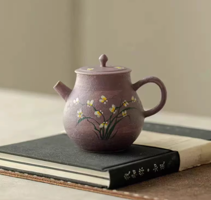 Thumbnail: Hand-Painted Purple Orchid Teapot (100 ml)