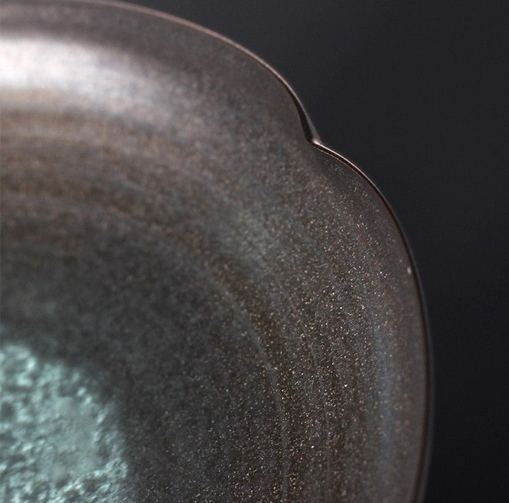 Thumbnail: Metallic Glaze Coarse Clay Plate (Include Shipping for Bulky Item)