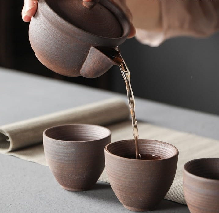 Thumbnail: 350 Year Dragon Kiln Woodfired Coarse Clay Gaiwan (Unglazed)