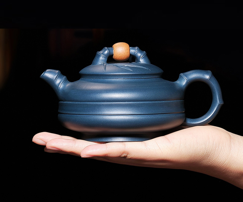 Thumbnail: Yixing Zisha Ink Green Clay The Luck of Ring Xishi Teapot (260 ml)