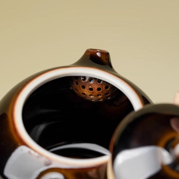 Thumbnail: Handmade Black Pottery Teacup – Black Lotus