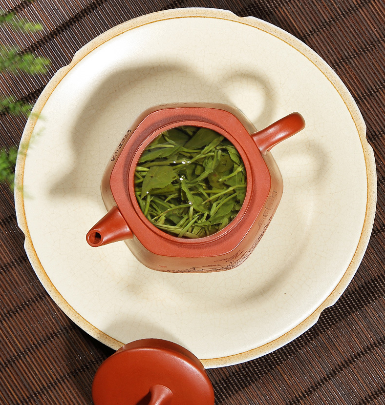 Thumbnail: Yixing Zisha Zhu Clay Hexagon Deep Village Teapot (220ml)