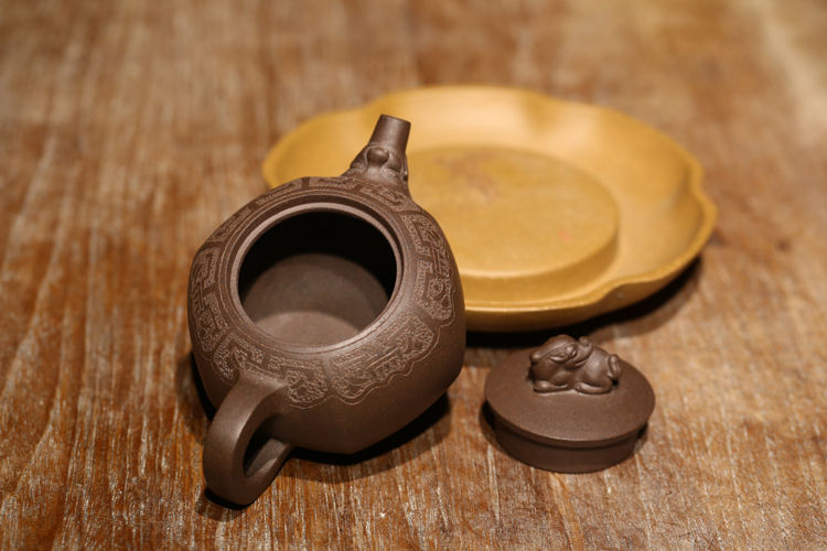 Thumbnail: Yixing Zisha Aged Purple Clay Crouching Kilin Teapot (250ml)