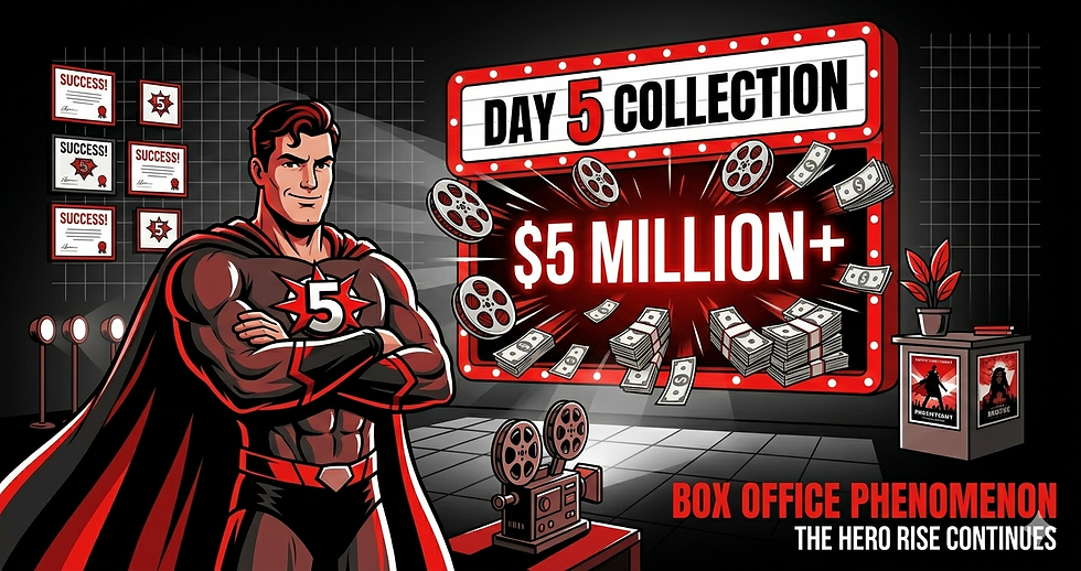Dhurandhar 2 box office collection day 5 poster with cartoon characters red white black theme