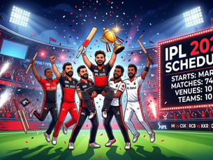 Tata IPL 2026 Full Matches Schedule and Venue cartoon cricket stadium theme