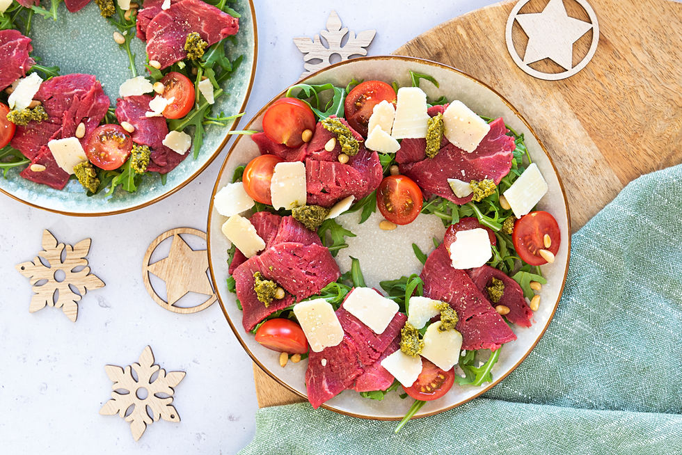 Biefstuk carpaccio met pesto