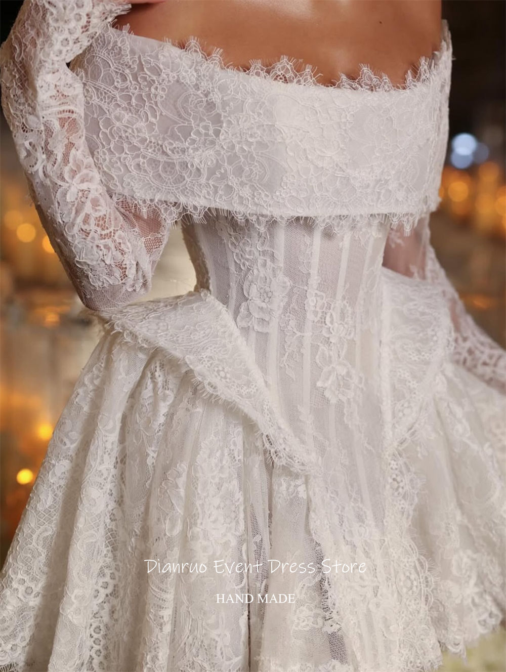 Dianruo Off Shoulder A Line Wedding Dress Pleated Appliques Vestido De Noiva Lac
