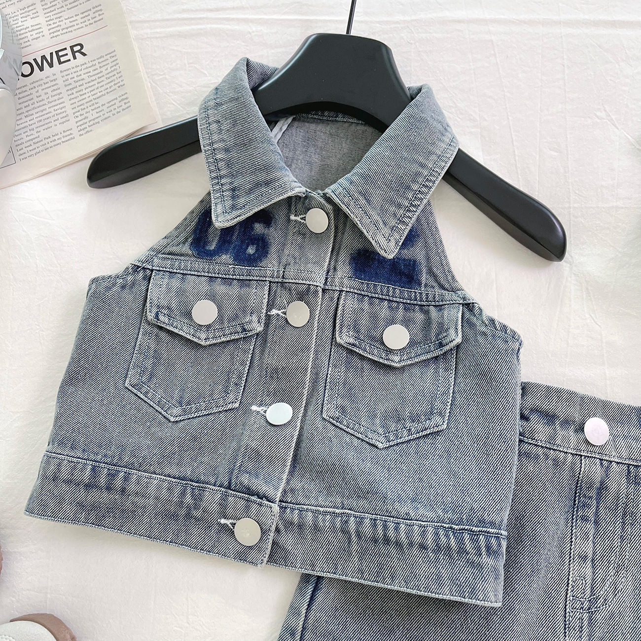Summer Girls' Dress Trendy Cool Fashion European American Style Cowboy Sleevele