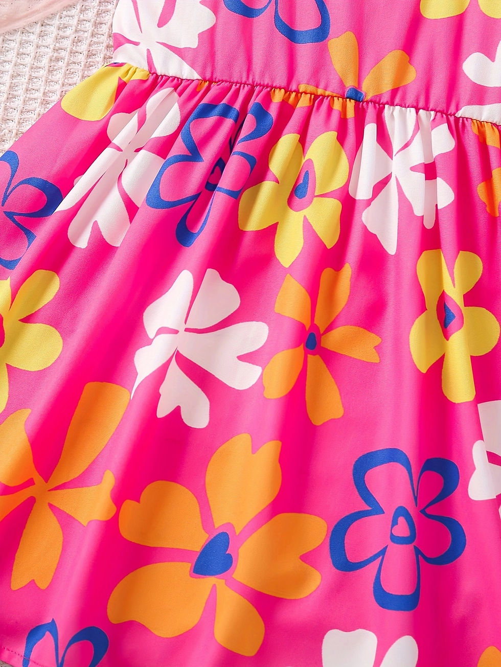 Thumbnail: Summer fashion dress for girls, floral print pattern, ruffled camisole dress+hat