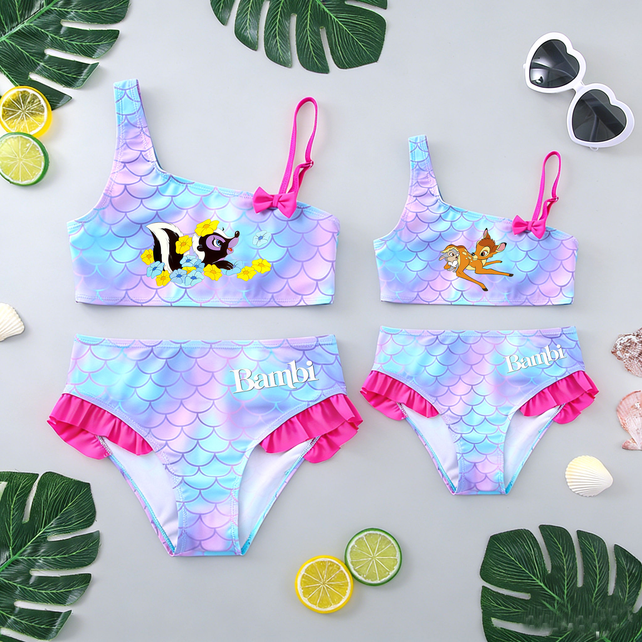 Bambi Girls Bikini Swimsuit Two-Pieces Bathing Suits Kids Wear Children's Dresse