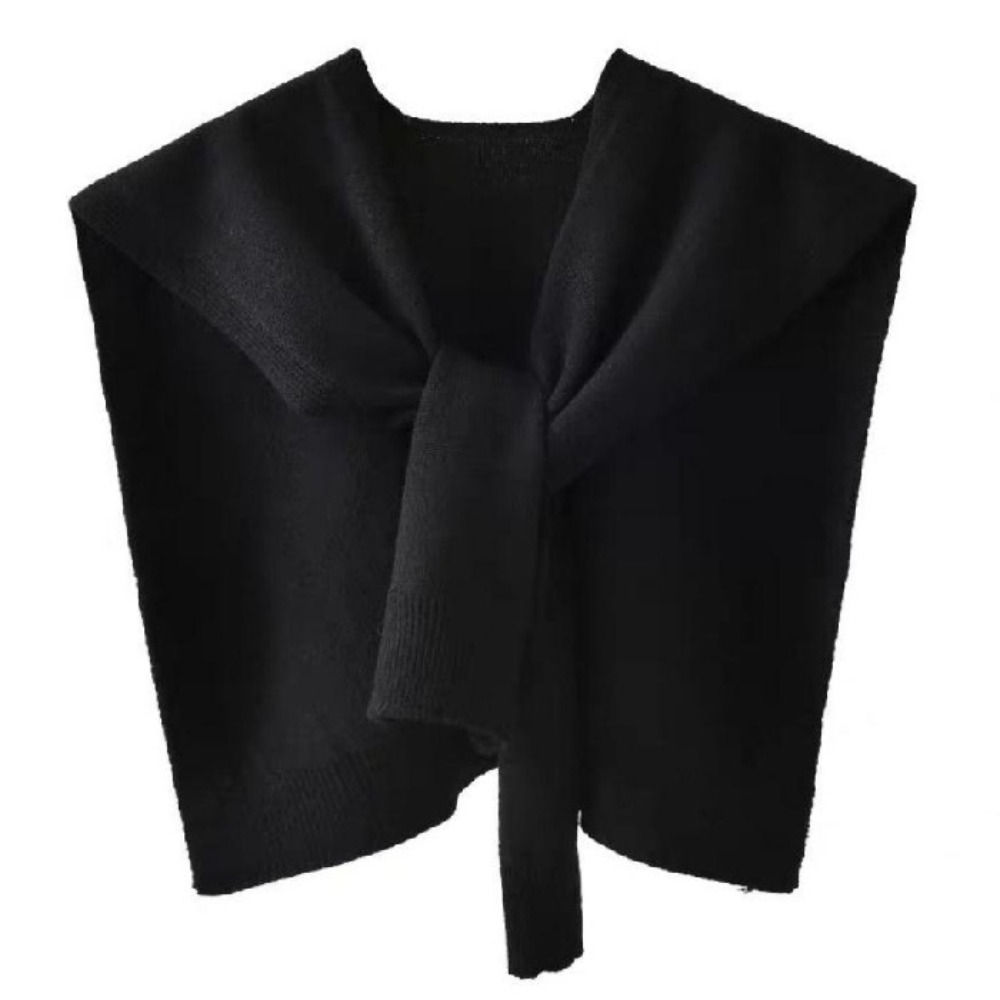 Elegant Blouse Shoulders Knitted Shawl Cape Solid Color Knit Scarf Wraps Cloak F