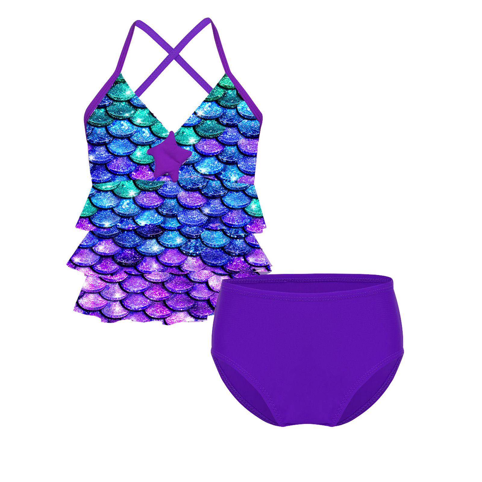 Kids Girls Mermaid Swimsuit Bathing Suit Bikini 2pc Set Swimwear Children's Swim