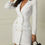 Thumbnail: Fashion Long-sleeved Suit Collar Double-breasted Dress Women Elegant Solid Color