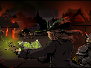 An arcanist and a mercenary engage in combat!