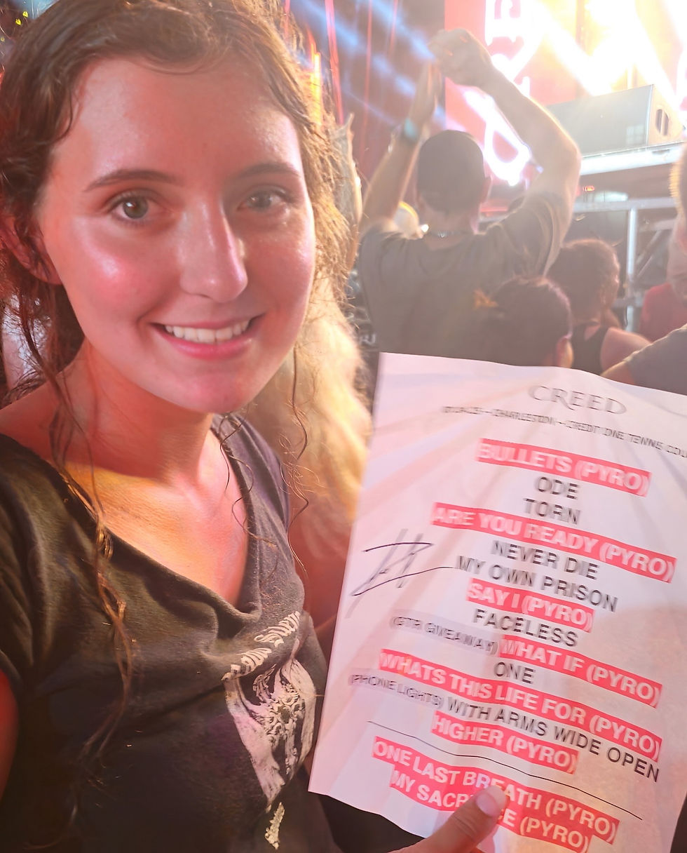 New generation Creed fan gets a signed setlist.