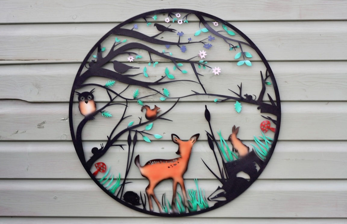 Colourful Woodland Bambi Garden Wall Art 