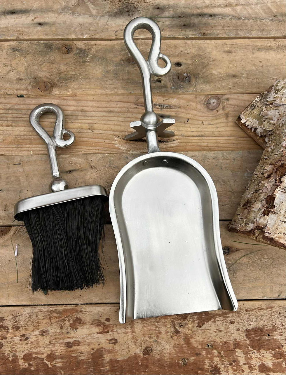 Brushed Steel Brush and Shovel Set