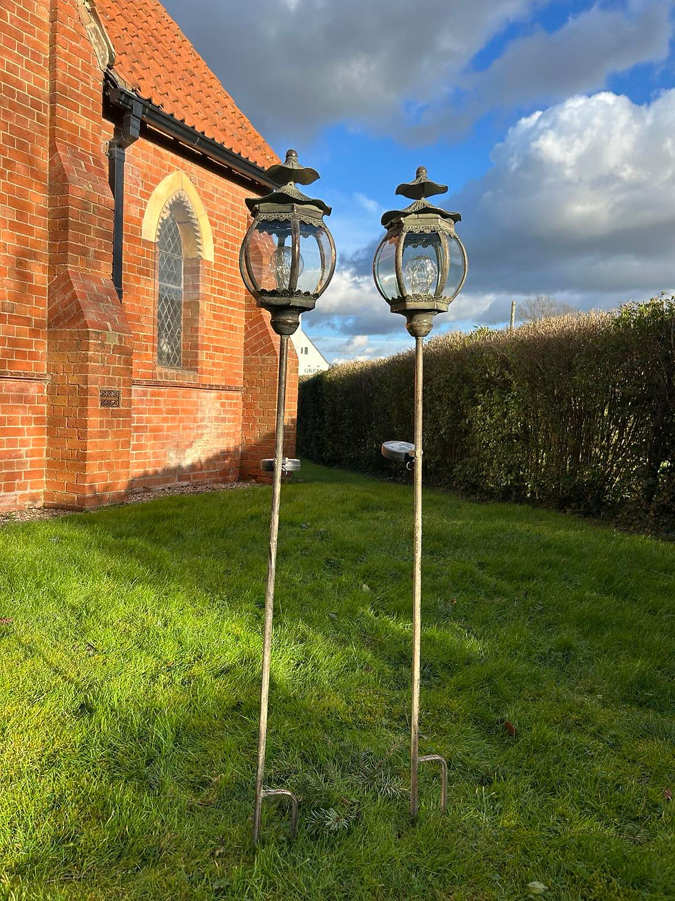 Thumbnail: Pair Of Rose Gold Solar Lantern Stake Lantern
