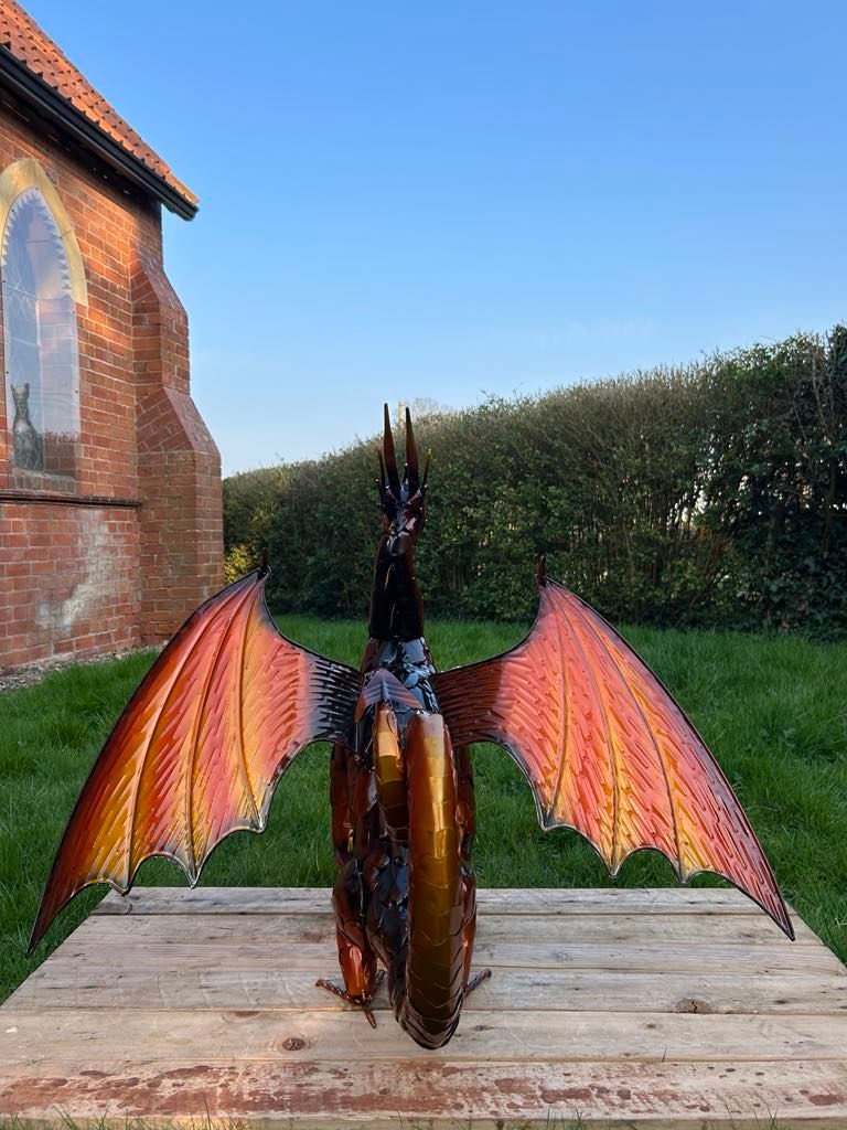 Thumbnail: Large Burnt Orange Dragon Sculpture