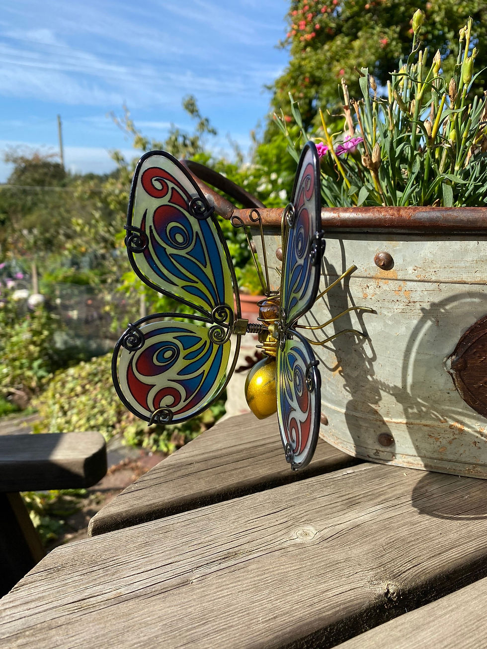 Thumbnail: Stained Glass Metal Butterfly Garden Pot Hanger 