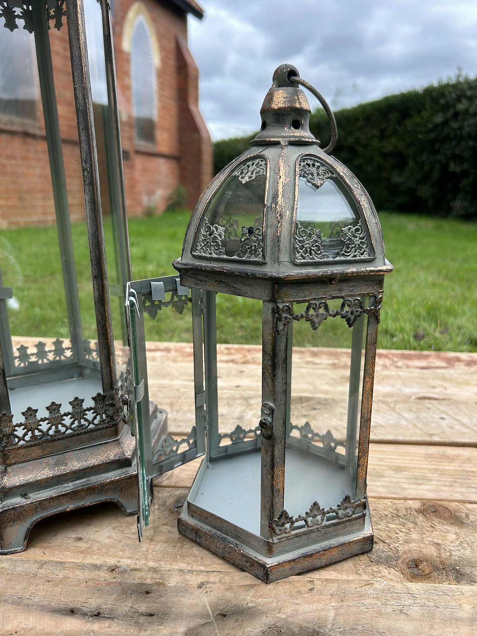 Thumbnail: Set of Two Rose Gold Hexagonal Lanterns