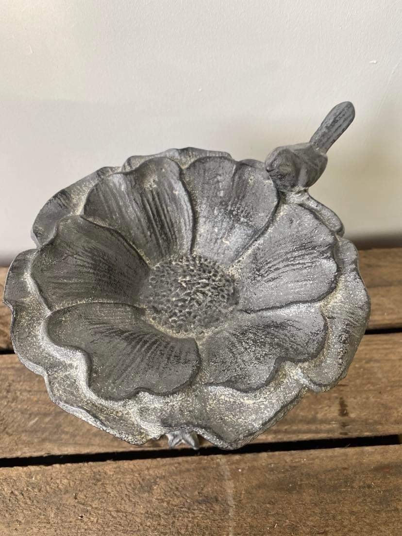 Thumbnail: Rustic Grey Cast Iron Bird Bath 