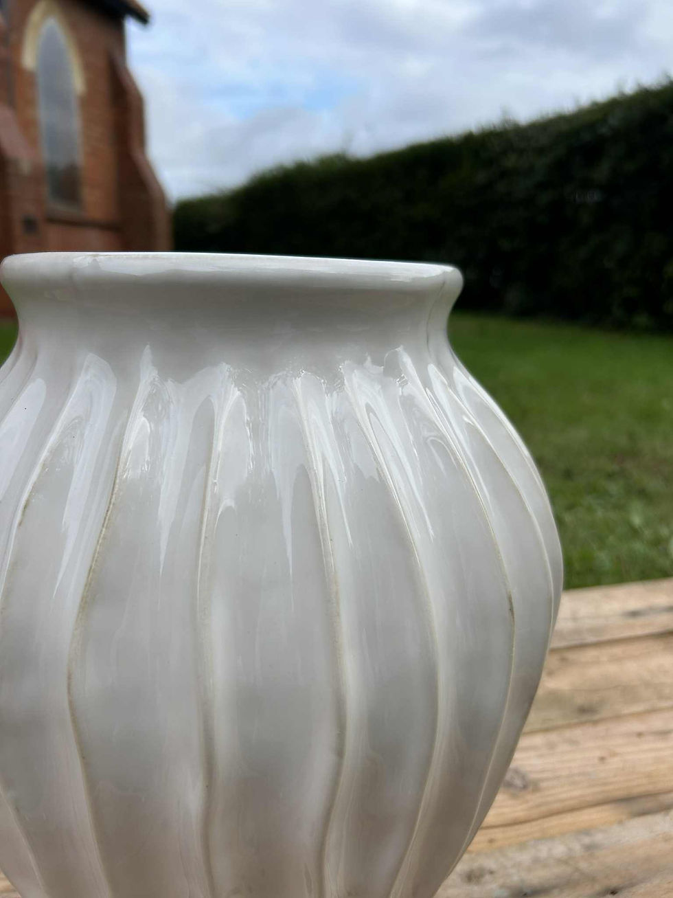 Thumbnail: White Ribbed Vase