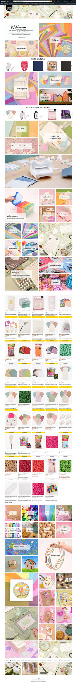 Vaessen creative Amazon brandstore homepage.