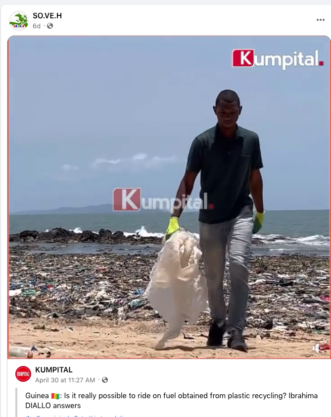 Young man in Guinea recycles plastic into fuel.png