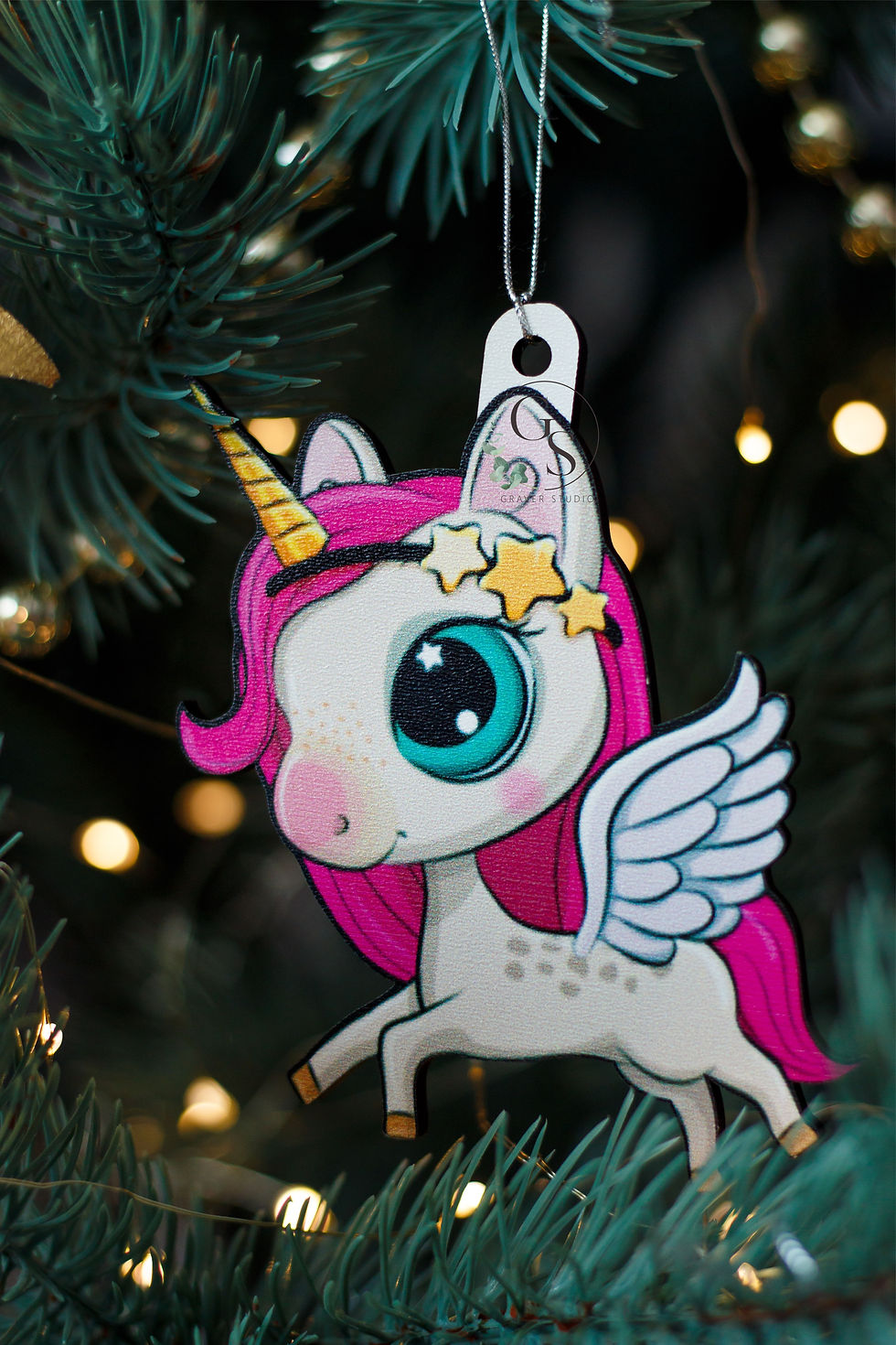 Новорічна дерев'яна ялинкова іграшка "Єдиноріжка"