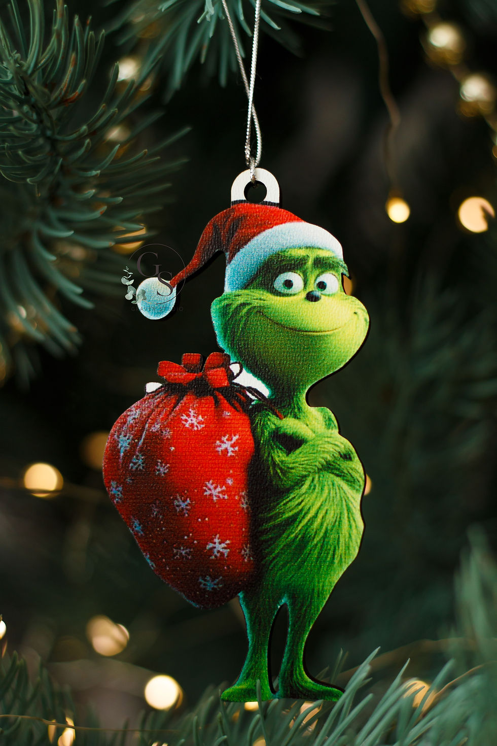 Новорічна дерев'яна ялинкова іграшка "Ґрінч" 1