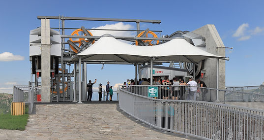 Twin Coned Entrance Canopy Tatev Cablecar Station Armenia.jpg