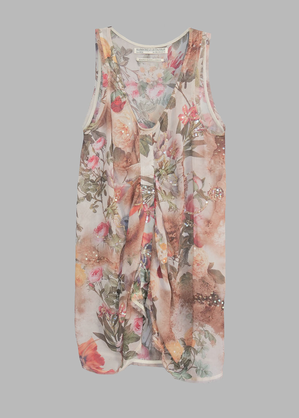 AllSaints Porcelain Silk Sheer Vest | UK 6