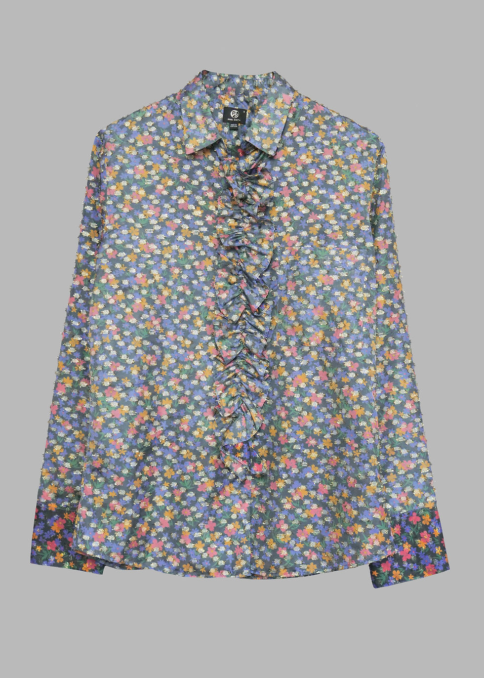 Paul Smith Floral Lurex Ruffle Blouse | UK 10