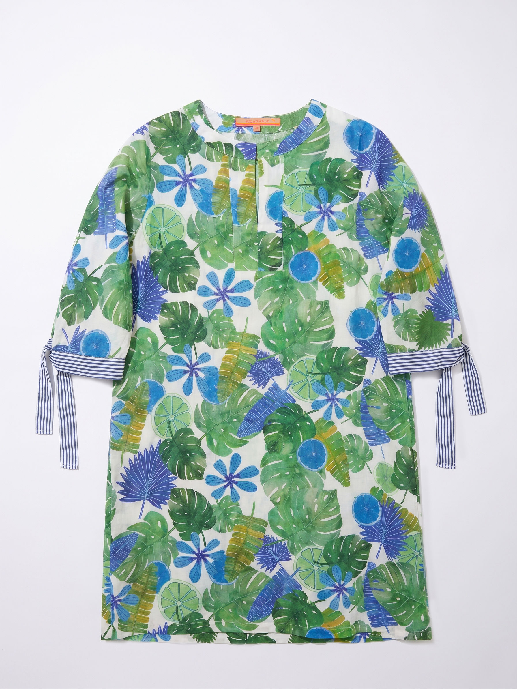 Vilagallo Tropical Leaf Print Tunic Dress |