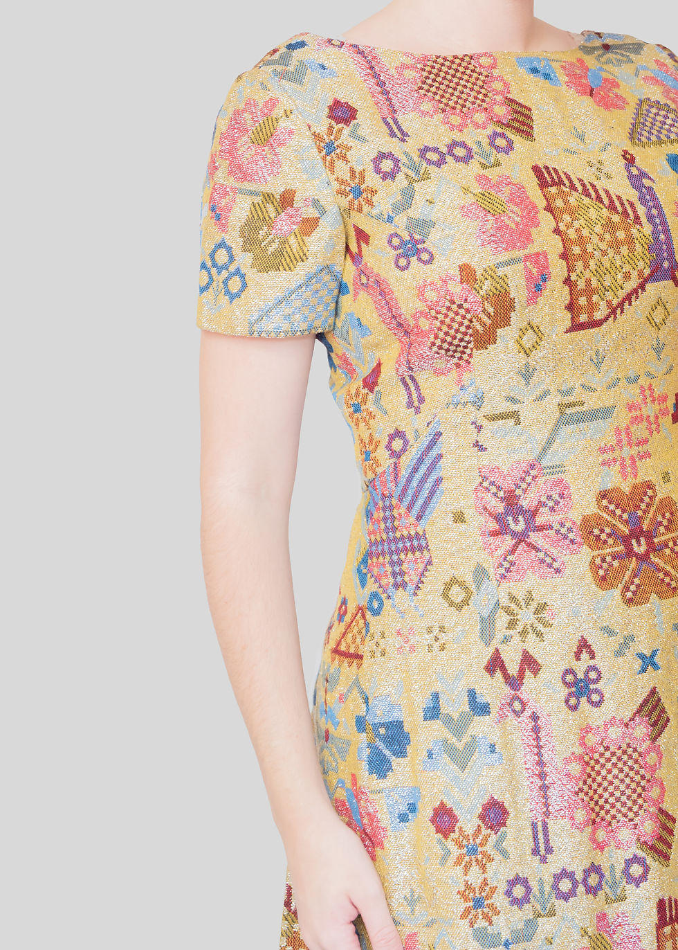 Thumbnail: Elmoor Of London Vintage Jacquard Dress | S