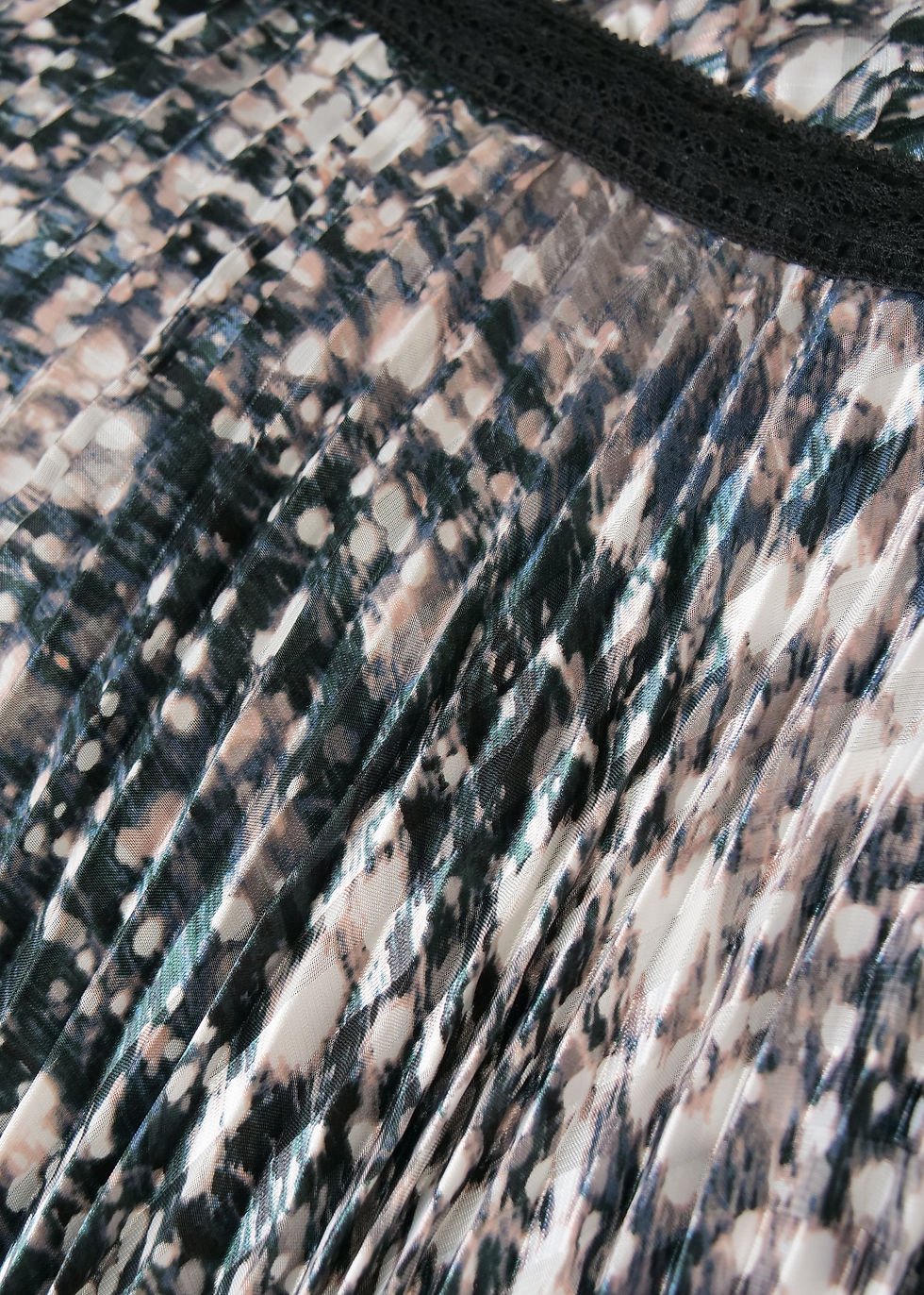 Thumbnail: Karen Millen Marble Print Pleated Dress | UK 8