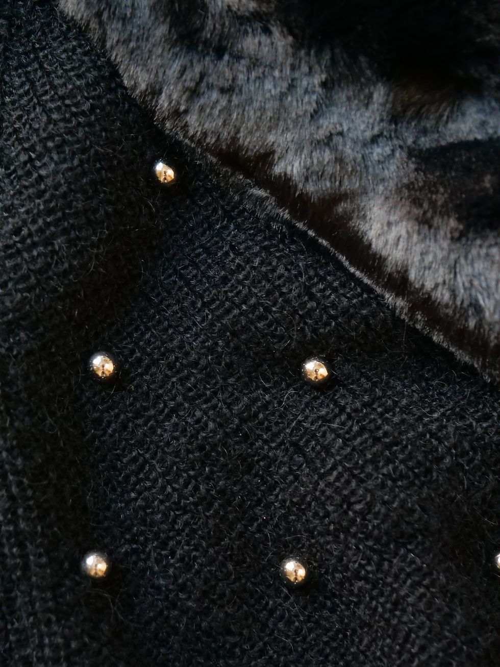 Thumbnail: Aniye By Black Mohair Blend Faux Fur Collar Embellished Cardigan | Size M