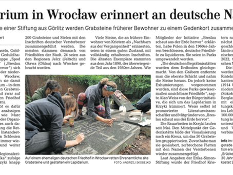 Artikel thematisiert Stiftungsarbeit in Breslau-Krietern