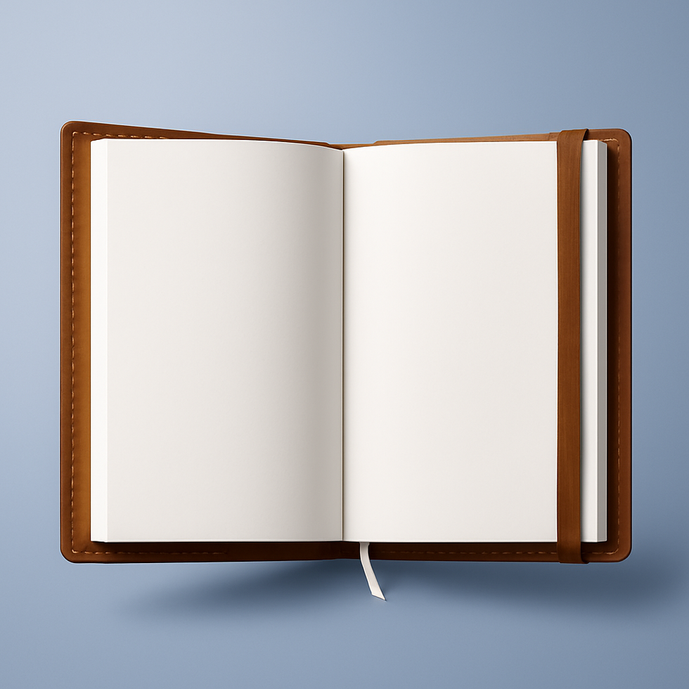 Atviras rudas odinis užrašų knygelė