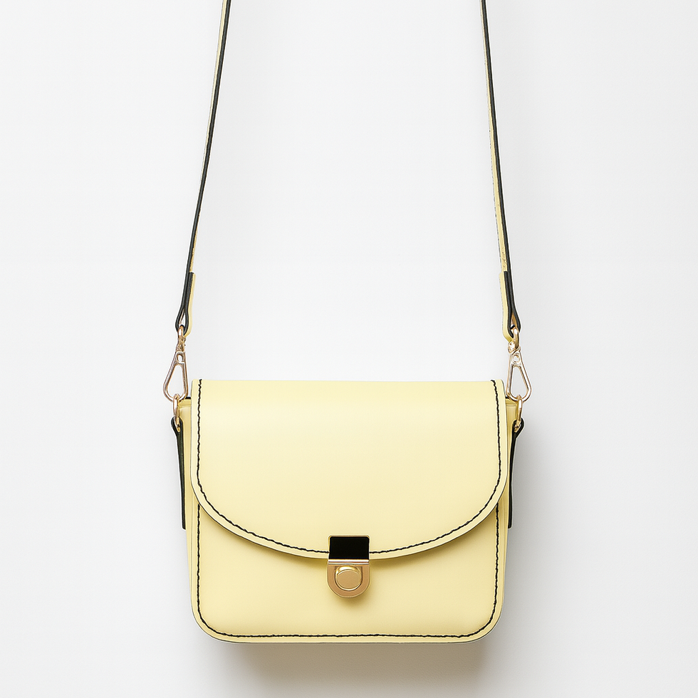 Geltona odinė rankinė per petį, BOVI Oda