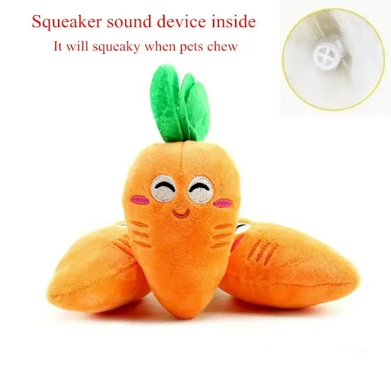 Thumbnail: Carrot Design Pet Grinding Teeth Squeaky Plush Toy Durable Chew Toy For Dog Interactive Supply.