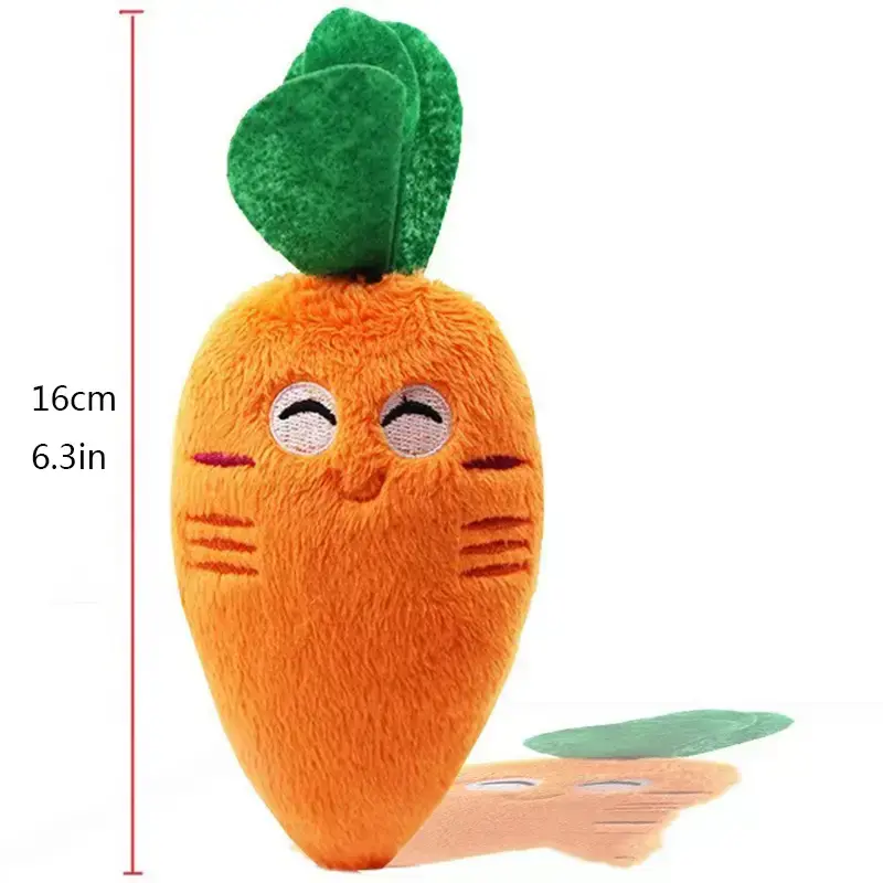 Thumbnail: Carrot Design Pet Grinding Teeth Squeaky Plush Toy Durable Chew Toy For Dog Interactive Supply.