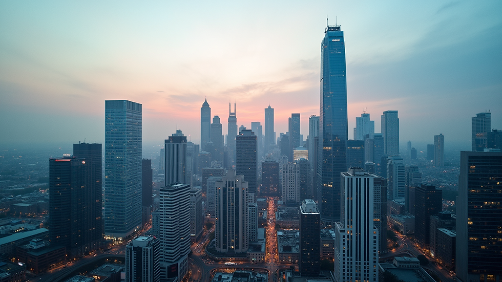 High angle view of a modern city skyline