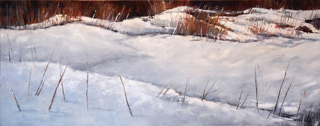 quiet peaceful landscape  painting of 
snow covered grass