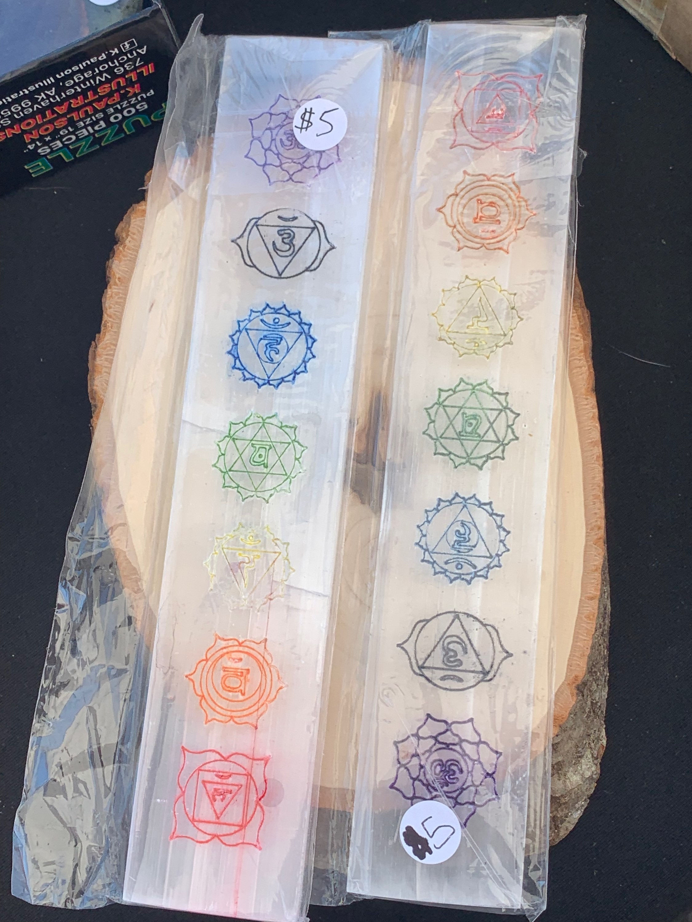 Selenite 7 Chakra Charging Plate Tablet Bar 8in x 2in x 1/4in