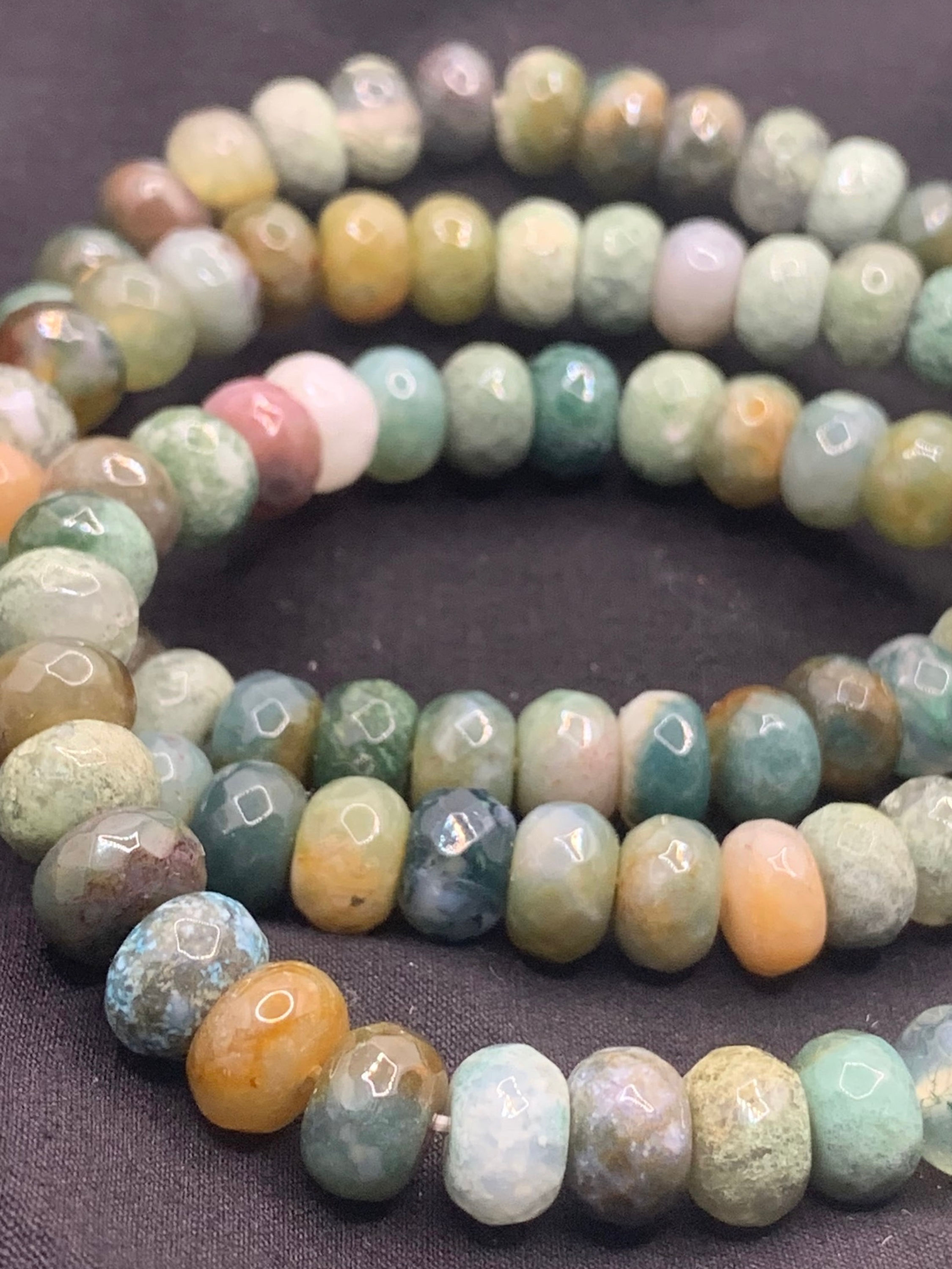 Pulsera de cuentas de piedras preciosas facetadas de jaspe elegante 